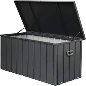 Large 160-Gallon Outdoor <b>Storage</b> Deck Box Waterproof Patio <b>Storage</b> <b>Bin</b> for Cushions Throw Pillows <b>Garden</b> Tools Lockable (Dark - Product Image 1