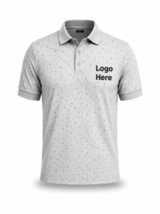 Chemise grise unie à manches courtes pour homme, en polyester/coton tricoté, respirante, style décontracté, avec logo personnalisé brodé sur le devant, OEM - Product Image 2