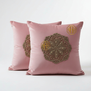 Funda de cojín de lujo cuadrada de terciopelo dorado con estampado de melocotón, bordada y con cuentas, hecha a mano, moderna, para el hogar, venta al por mayor, personalizada - Product Image 1