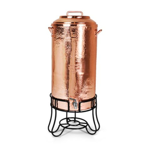Copper Water <b>Dispenser</b> with Tap Hammered Finish Vintage Style Large Capacity Kitchen Use Round Metal Body - Product Image 1