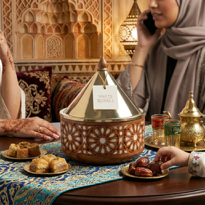 Premium Durable Insulated Arabic Style Hotpot <b>Serving</b> <b>Dish</b> Luxury Wooden Casserole Buffet <b>Set</b> Stainless Steel Lid Eco-Friendly - Product Image 3