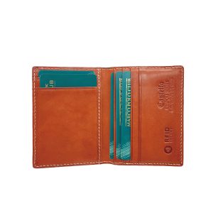 Top Product Castello Italian Vacchetta Leather RFID Minimalist Men's Card Case <b>Holder</b> Checker Embossed OEM ODM Open Closure-Hot - Product Image 1