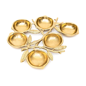 Elegante Tazón de Metal para Servir con 6 Compartimentos y Detalles de Hojas, Ideal para Hoteles, Hogares, Cenas y Decoración - Product Image 2