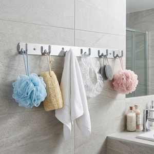 Stainless Steel Self-Adhesive Modern <b>Wall</b> <b>Hook</b> Rack 6 <b>Hooks</b> Heavy Duty <b>Wall</b> Mounted Coat Hanger Kitchen Bathroom Wardrobe - Product Image 3