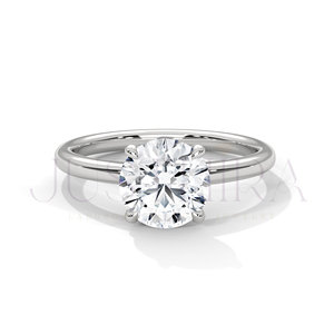 Bague de fiançailles plaquée or rose 14 carats, bague de fiançailles classique avec diamant Moissanite taille ronde, bijoux de mariage pour femmes, cadeau - Product Image 5
