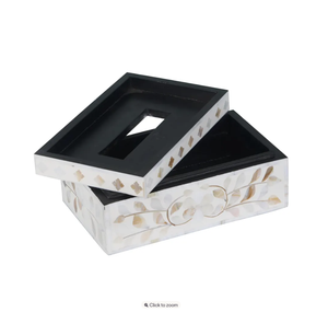 Cubierta para Caja de Pañuelos con Incrustaciones de Madreperla, Rectangular, Estilo Mediterráneo, Decoración para Mesa del Hogar - Product Image 3