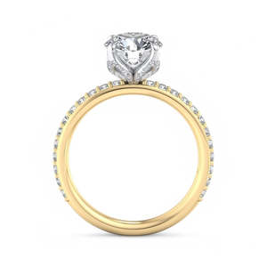 Bague de fiançailles en or avec diamant de laboratoire taille ronde, halo caché et pavé, solitaire, certifiée IGI - Product Image 6