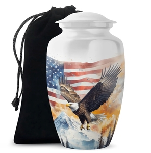 American Flag Bald Eagle Cremation Urn <b>for</b> Adult Human <b>Ashes</b> Decorative Funeral Urns Metal Memorial <b>Keepsake</b> Jar - Product Image 5