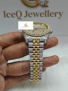 Luxury Bling Men’s Moissanite Diamond Iced Out Hip Hop Watch with Sparkling Crystal Pave Dial Stylish Fashion <b>Wristwatch</b> for Men - Product Image 6