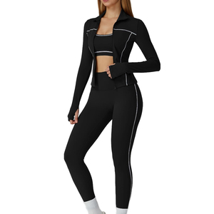 Ropa Deportiva de Alta Calidad, Conjunto de Yoga de 3 Piezas, Nueva Llegada, Ropa Deportiva sin Costuras, Conjuntos de Yoga de 3 Piezas en Venta - Product Image 1