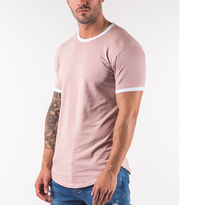 T-shirt de sport pour homme à manches courtes, coupe ajustée, super confortable, 95% coton, 5% élasthanne, imprimé uni - Product Image 2