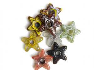 Cuentas de Vidrio Millefiori Onduladas con Diseño de Flores y Estrellas, Coloridas, Venta al Por Mayor, Lote a Granel - Product Image 3