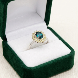 Wholesale 925 Solid Sterling Silver Natural Oval <b>London</b> Blue Topaz Diamond Halo Prong Set Ring Fine Jewelry Memoria Jewels - Product Image 6