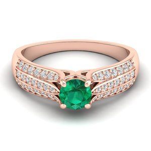 REYES Luxury 925 Sterling <b>Silver</b> Round Cut 0.5 Carat <b>Emerald</b> Gemstone with Moissanite <b>Ring</b> For Women Birthstone Fine Jewelry - Product Image 6