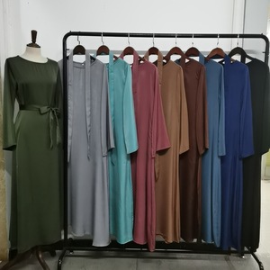 Abaya Marrón Modesta con Mangas Largas, Larga hasta el Suelo, de Color Sólido, de Poliéster, para Uso Diario de Mujeres, Estilo de Oriente Medio, Vestido Holgado - Product Image 5