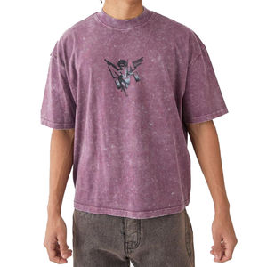 High Quality Heavyweight Distressed <b>Men's</b> <b>T</b>-<b>shirts</b> <b>Polyester</b>/Cotton Acid Washed Vantage Style Blank Design Front Logo Custom - Product Image 1