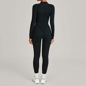 Combinaison sans manches ZULARI IMPEX pour femme, sans couture, zippée, longueur intégrale, couleur unie, ajustée, vêtements de sport en coton, col montant - Product Image 2