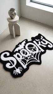 Alfombra Decorativa de Lana Geométrica Blanca y Negra de Lujo, Antideslizante, Hecha a Mano, para Decoración de Habitaciones de Halloween - Product Image 3