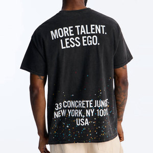 T-shirt noir à manches courtes pour homme, col rond, style streetwear, motif à pois imprimé, jersey de coton, coupe classique, t-shirt avec strass - Product Image 3