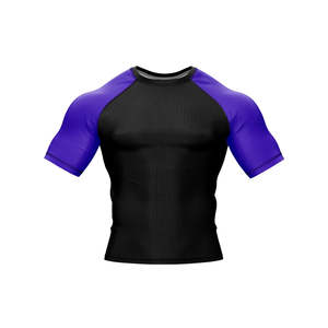 Wholesale Sublimation Printed Mma Rash Guard for Men Men's Short <b>Sleeve</b> Compression Rashguard Bjj with side panels - Product Image 4