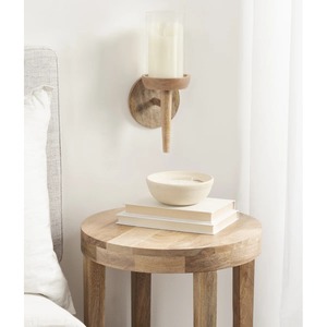 Porte-bougie mural en bois moderne à bras unique, support à bougie décoratif rustique pour la décoration intérieure de la maison, salon, à bas prix - Product Image 1