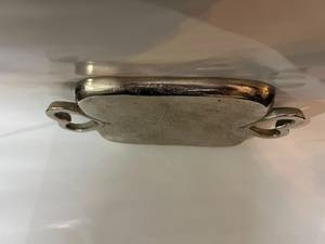 Plateau de service moderne en aluminium poli avec poignée en forme de cœur, double compartiment, plat décoratif, écologique, pour fruits secs et collations à la maison - Product Image 2