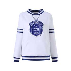 เสื้อสเวตเชิ้ตคอกลม Zeta Phi Beta สีขาว ปักลายเชนิลล์ เสื้อผ้าชมรมพี่น้องชาวกรีก สำหรับทุกเพศ ผลิตจากผ้าฝ้ายพรีเมียม - Product Image 1