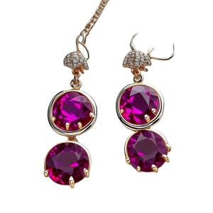 Belles boucles d'oreilles pendantes en argent sterling 925 plaqué or 18 carats avec tourmaline rose bijoux de fiançailles pour fête de mariage femmes - Product Image 1