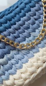 Mini Bolso de Cadena - Azul Degradado, Hecho a Mano, Étnico, Elegante, con Perlas, Dos Correas, Bolso de Hombro Boho, Tejido de Cordón de Algodón, Excelente Precio - Product Image 2