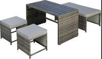 Vente directe usine : Ensemble de mobilier de jardin moderne pour repas, table et chaises anti-UV, couleurs personnalisables, en rotin tressé Jamaïque pour parc
