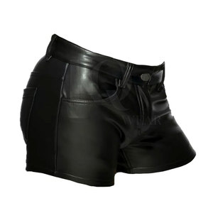 Shorts en cuir pour homme, coupe ajustée, décontractés, respirants, séchage rapide, écologiques, légers, texture lisse, poches pratiques, tendance - Product Image 2