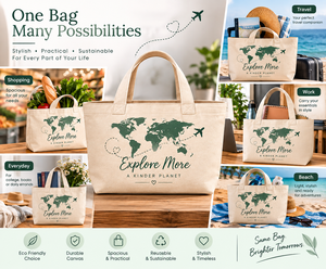 Sac fourre-tout en toile avec impression personnalisée de la carte du monde pour les voyages, les courses et l'usage quotidien - Product Image 5