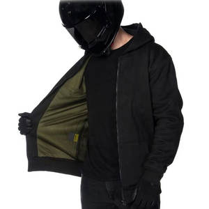 Sweat à capuche en polaire noir pour homme, sur mesure, avec protection CE renforcée aux coudes, au dos et aux bras, vêtements de course haut de gamme, sweat à capuche pour moto - Product Image 1