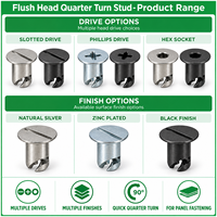 Flush Head Quarter Turn Stud Slotted Phillips Hex Socket Quick Access Panel Fastener Custom OEM