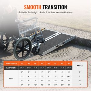 <b>Portable</b> 2 ft Aluminum Folding Mobility Scooter Ramp Wheel 800 Lbs Capacity Non-Slip <b>Wheelchair</b> Threshold Handicapped Scooters - Product Image 5