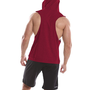 KHILAN INDUSTRIES Men's <b>Black</b> Hooded <b>Sequined</b> Sleeveless Tank <b>Top</b> Pockets Sporty Breathable 100% Cotton Woven Solid Color O-Neck - Product Image 5