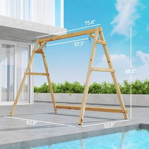 770lbs Heavy Duty A-<b>Frame</b> Porch <b>Swing</b> Stand Comfortable Hanging Chair for Garden Backyard with Reinforced Bars - Product Image 3