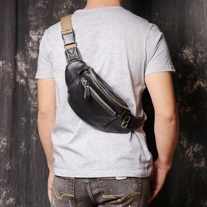 Manufacturer Brown Genuine Leather Chest <b>Bags</b> <b>Bag</b> Durable Zippers Adjustable Fit Anti-Bacterial high demanding Leather Chest <b>Bag</b> - Product Image 2