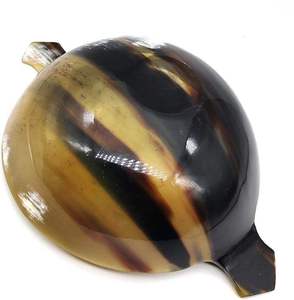 Bol à savon et à raseur de luxe, artisanal indien, écologique, en corne de buffle d'eau de taille moyenne, avec bordure en laiton - Product Image 2