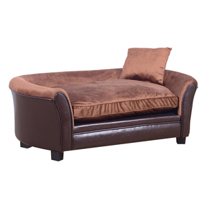 Lit pour chien et chat, type grotte, durable, rembourré en velours, coussin amovible et lavable pour animaux de compagnie, mousse de polyuréthane souple, cadre en bois rectangulaire, canapé-lit - Product Image 5