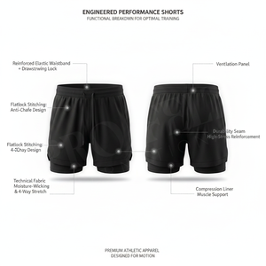 Solid Plain Blank 2 in 1 Running Shorts Quick Dry Gym Workout Shorts Custom Logo Fitness Training Double <b>Layer</b> Athletic Shorts - Product Image 3