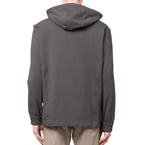 เสื้อมีฮู้ดสำหรับผู้ชายผ้าฝ้าย100% มีฮู้ดแบบซิปสีทึบผ้าคอตตอนแนวสตรีทแบบกำหนดเอง - Product Image 3