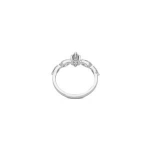 Bague de mariage Art Déco en or massif 10K 14K 18K avec cinq diamants de laboratoire de qualité supérieure taille marquise, certifiée IGI - Product Image 3