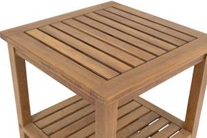 Mesa auxiliar de exterior de madera de acacia de 2 niveles | Diseño cuadrado de listones para balcón y jardín | Hecho en Vietnam - Product Image 3