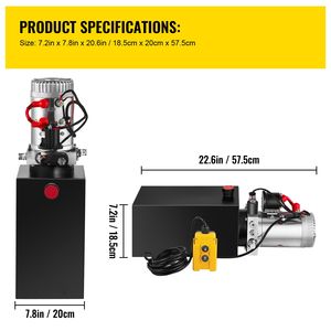 Nuova Pompa Idraulica a Singolo Effetto da 10 Quarti con Pompa Elettrica e Serbatoio in Metallo per Rimorchio Ribaltabile - Product Image 6