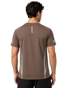 T-shirt de sport marron personnalisé pour homme, séchage rapide, respirant, pour la gym, le fitness, la course à pied, l'entraînement athlétique, en polyester, vêtement de sport - Product Image 2