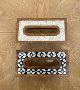 Magnifique boîte à mouchoirs en bois multifonctionnelle et élégante en nacre, design en mosaïque incrustée de coquillages par FWE - Product Image 4
