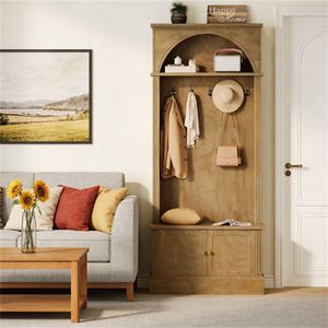 Appendiabiti a doppio gancio e scarpiera da parete con ripiano portaoggetti per ingresso a 5 livelli - Product Image 2