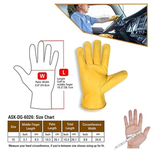 Premium Quality Heavy-Duty <b>Driver</b> <b>Gloves</b> Soft Comfortable Cowhide Grain Leather Safety <b>Gloves</b> for Gardening Abrasion Resistant - Product Image 3
