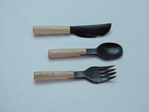 Ensemble d'ustensiles Black Horn 3 pièces (cuillère, fourchette, couteau) légers, lavage à la main uniquement - Product Image 3
